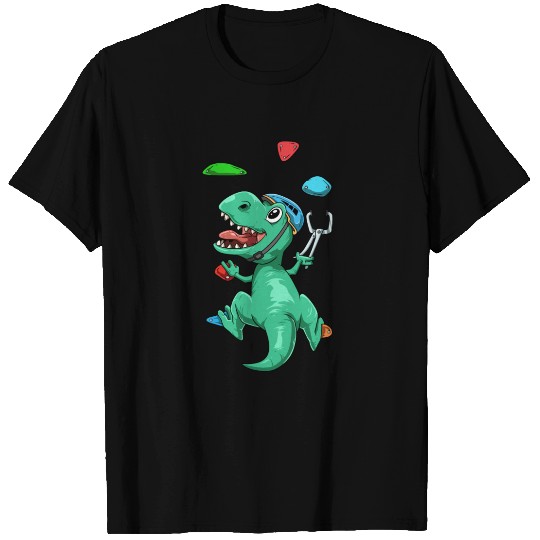 Funny T-Rex Bouldering and Rock Climbing Gift T Shirts