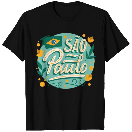 Sao Paulo Brazil Travel Motive Illustration Solid T Shirts
