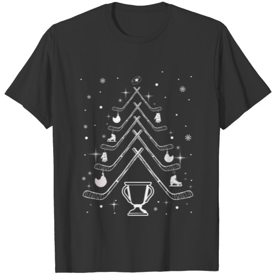 Christmas Tree with Hockey Sticks T-shirt