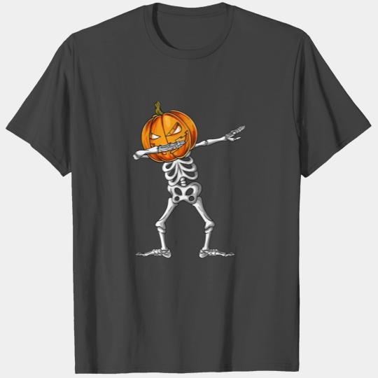 Dabbing Skeleton Pumpkin Halloween Costume Men Dab T Shirts