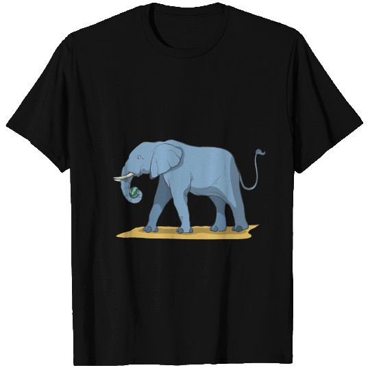 Elephant holding melon with its trunk T Shirts