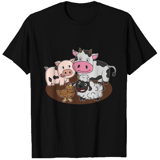 Farm Animals Pig Cow Chicken Sheep T Shirts