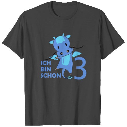 Dragon Blue Three Years Old 3rd Birthday Kids T Shirts