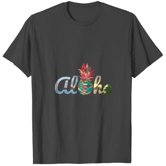 Cute Aloha Hawaii Pineapple Mermaid Coral Watercol T Shirts