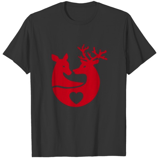 Christmas Reindeer Couple In Love Lovers Gift Idea T Shirts