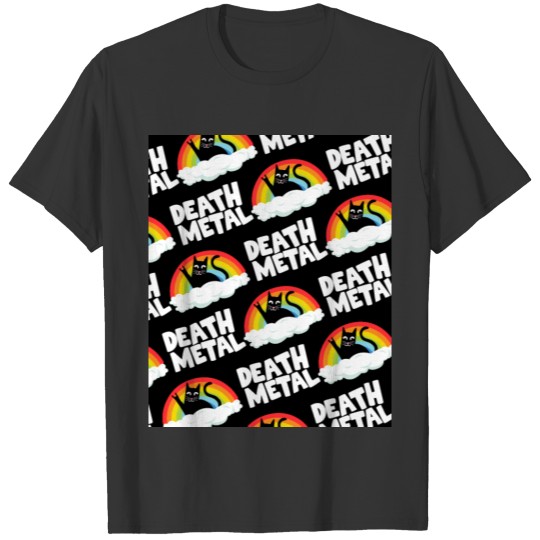 Cute Funny Death Metal Gift Cat Cats Rainbow T Shirts