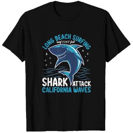 Beach Surfing Shark Attack California .. T Shirts