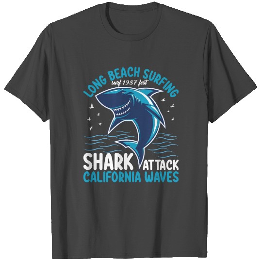 Beach Surfing Shark Attack California .. T Shirts
