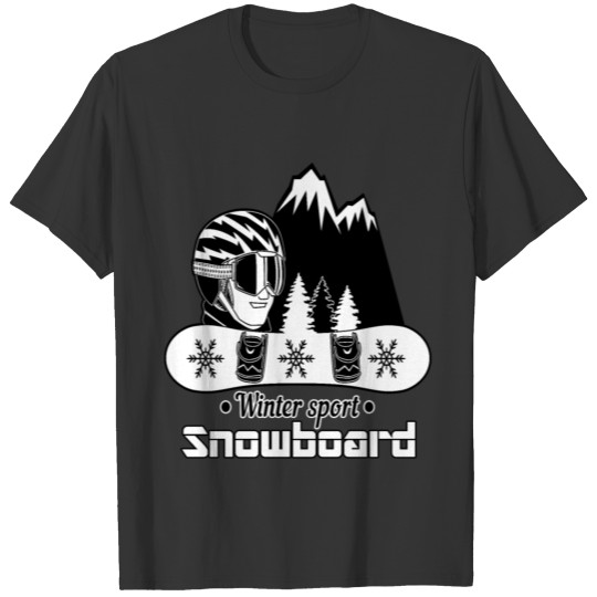 Snowboarding piste snow mountains winter vacation T-shirt