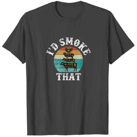 Funny Retro BBQ Party Smoker Chef Dad Gift T Shirts