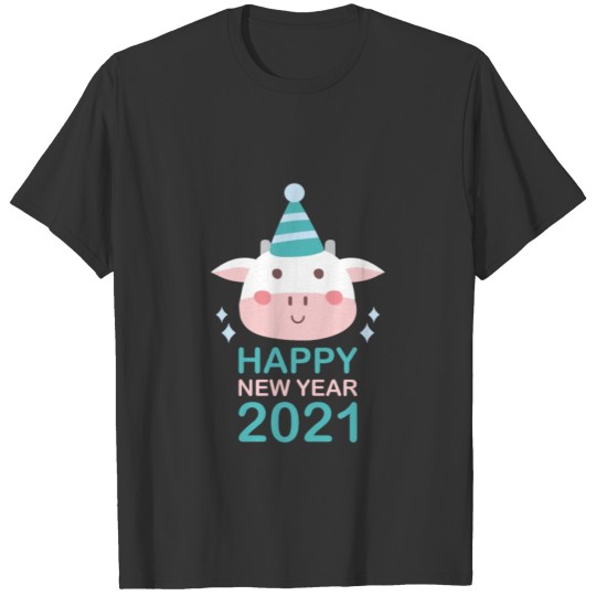 Cute cartoon happy new year 2021 T-shirt