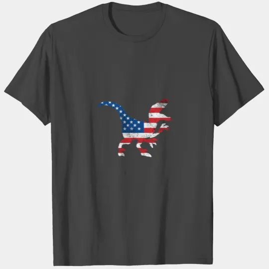 American Flag Velociraptor Raptor Dad Crewneck Din T Shirts
