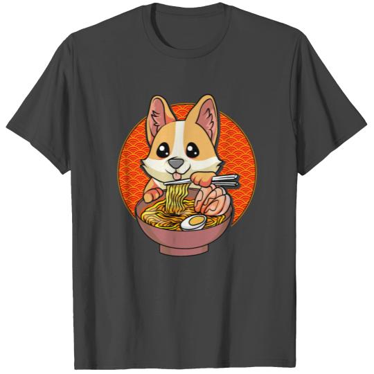 Corgi-Dog Eating Bowl of Ramen Pho Noodles Soup T Shirts