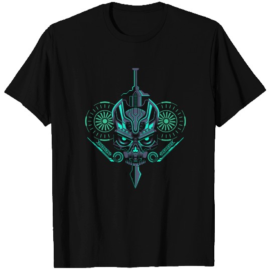 Robotic skull sword geometric T Shirts