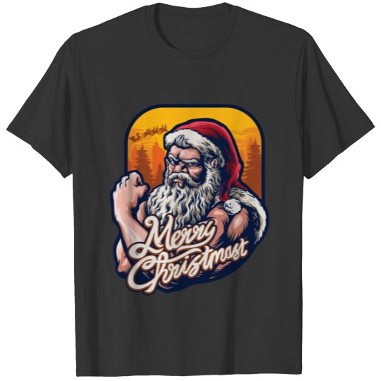 Muscle Santa Claus Funny Dumbbell Lover Christmas T Shirts