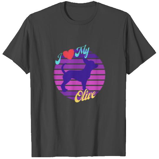 Love My Olive Chihuahua Dog Retro Sunset T Shirts