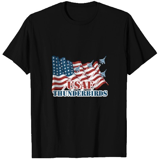 Usaf Thunderbirds T Shirts-Graphic Jet American Flag