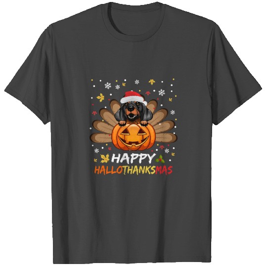 Dachshund Happy Hallothanksmas Halloween Thanksgiv T Shirts