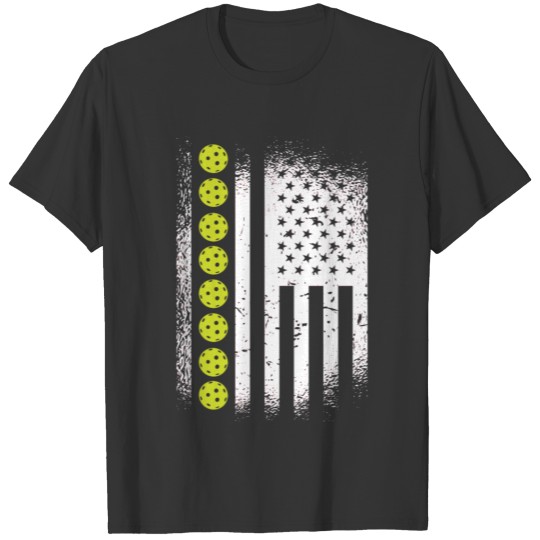 Vintage Pickleball Design USA American Flag Gift T Shirts