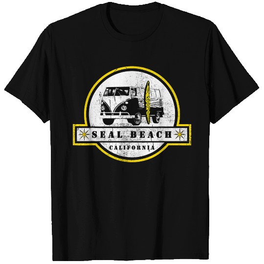 Seal Beach California Hippie Van T Shirts Surfer