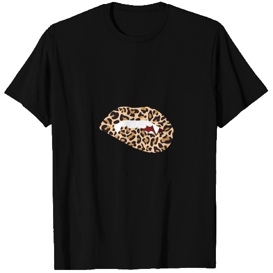brown leopard Vampire Lips T Shirts