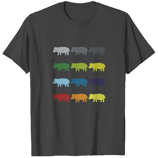 Neon Pop Art Retro Hippo Animal Gift Idea T Shirts