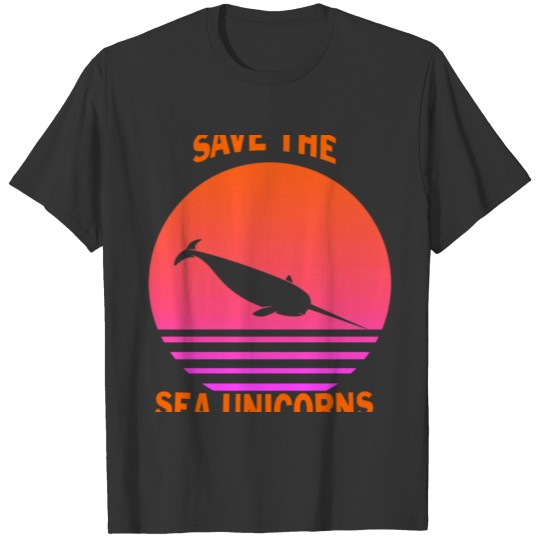 Save The Sea Unicorns Retro Narwhal T-shirt
