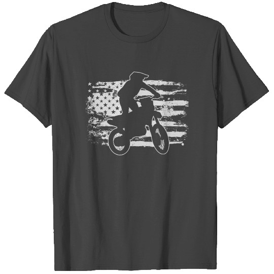 Motocross Dirt Bike USA Flag T Shirts