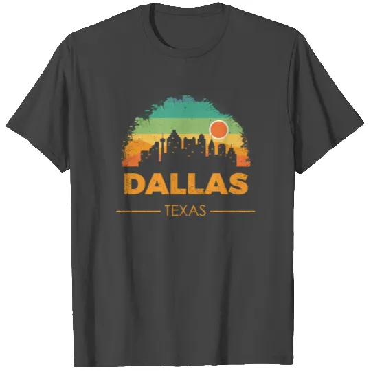 Vintage 80s Dallas City Texas Skyline Retro Sunset T Shirts
