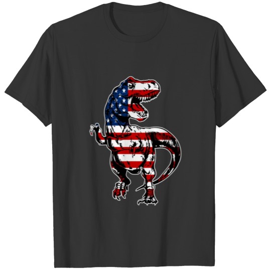 Dino USA American Flag Patriotic Dinosaur T rex T-shirt