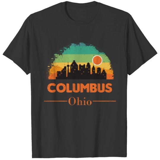 Columbus City Ohio USA Vintage Retro Stripe T-shirt