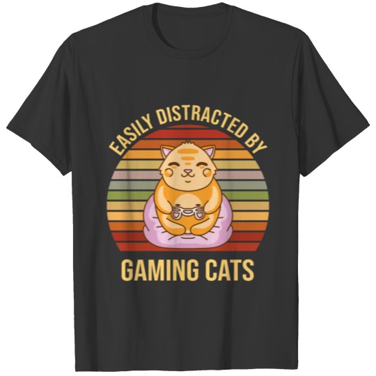 Easily Distracted By Gaming Cats T-shirt
