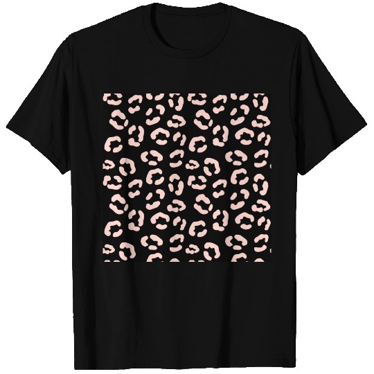 Glam Black and White Blush Pink Leopard Print T Shirts