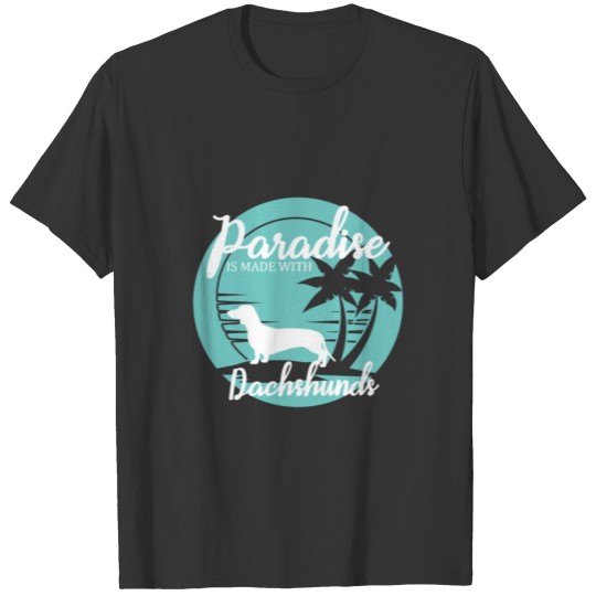 Dachshund Dog Sunset Palm Tree Paradise Made With T Shirts