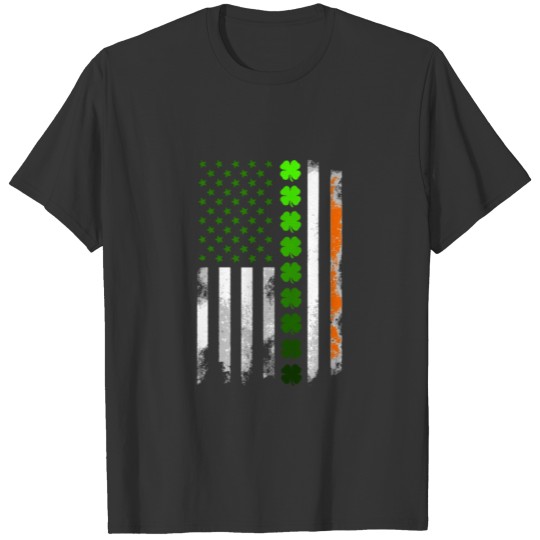 St Patricks Day USA - Vintage Shamrock Irish Flag T-shirt