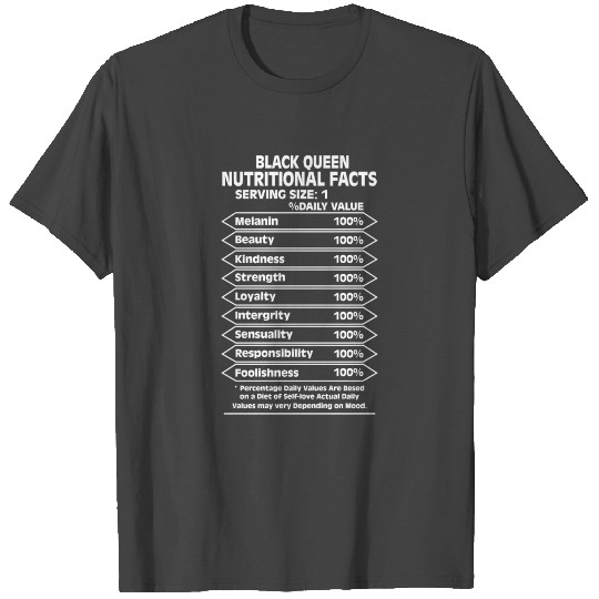 Black Queen Nutrition Facts T Shirts - Black Women