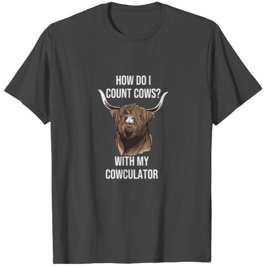 Funny Cow - Cowculator Scottish Highland Cow Gift T Shirts