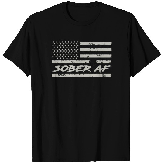 Sober AF American Flag Sobriety T Shirts