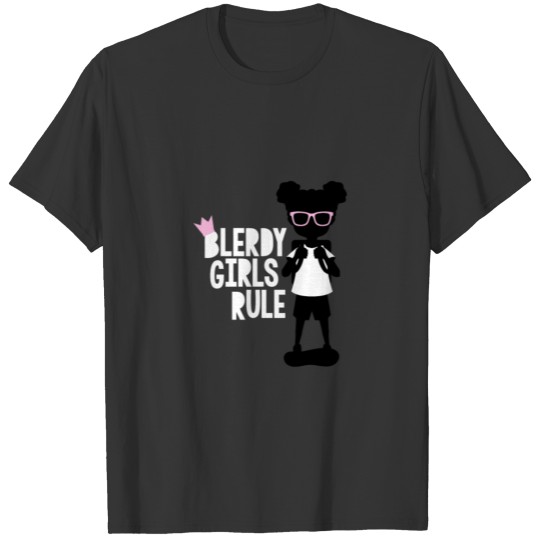 Blerdy Girl Rule School Black Nerd Girl Magic Back T Shirts