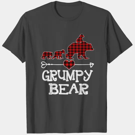 Grumpy Bear Christmas Pajama Red Plaid Buffalo Fam T Shirts
