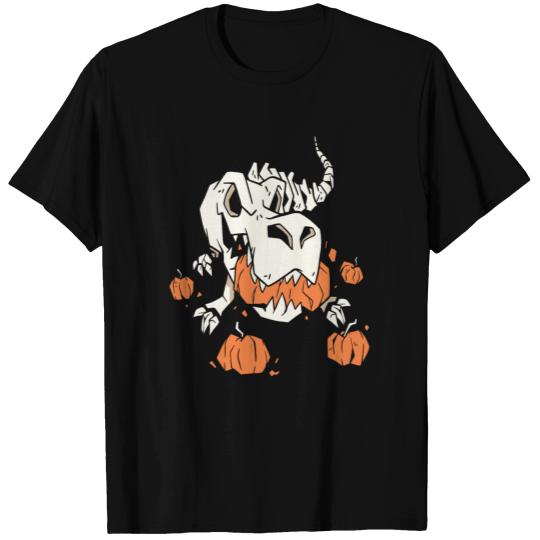 Dino Pumpkin Helloween Skeleton Rex T Shirts