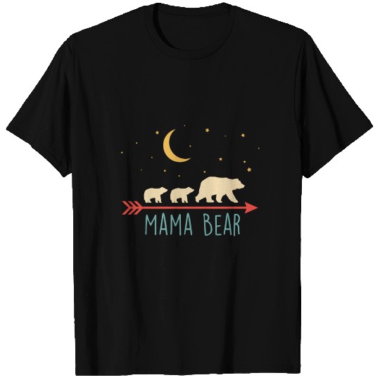 Retro Mama Bear With 2 Cubs Gift T Shirts