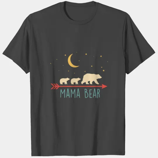 Retro Mama Bear With 2 Cubs Gift T Shirts