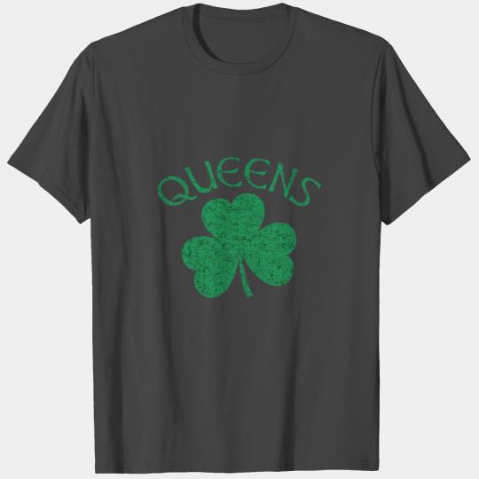 Queens Nyc Irish Shamrock Distressed Kelly Green P T Shirts