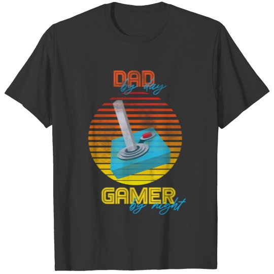 Gamer Dad Funny Dad by day Gamer by night Retro Th T Shirts