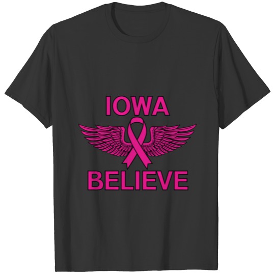 IOWA Believe Breast Cancer Support Womens T-shirt