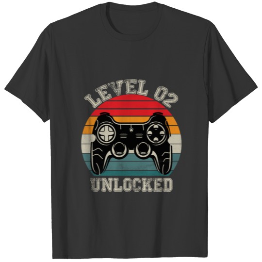 Level 02 Unlocked gamer birthday gift T-shirt