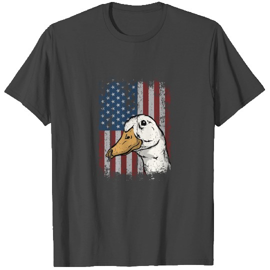 Patriotic America Flag Duck Hunting Gift Idea T Shirts