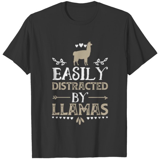 Easily Distracted By Llamas Funny Llama Lover T-shirt
