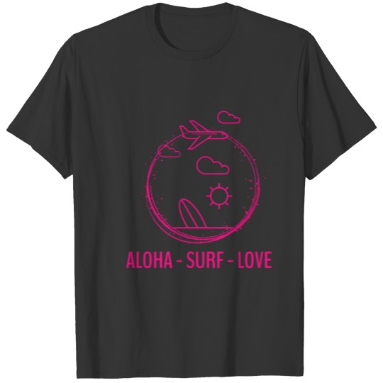 Pink Aloha-Surf-Love logo T Shirts